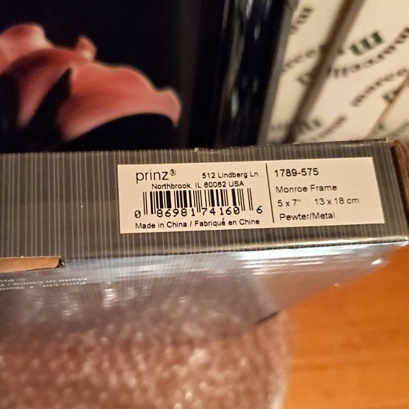 Prinz 5"x7" Pewter Metal (Warm Silver) Monroe Photo Frame #1789-575, New in Box - Picture 4 of 4